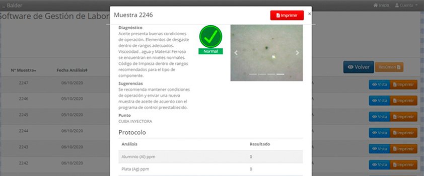 software gestion muestras lubricantes